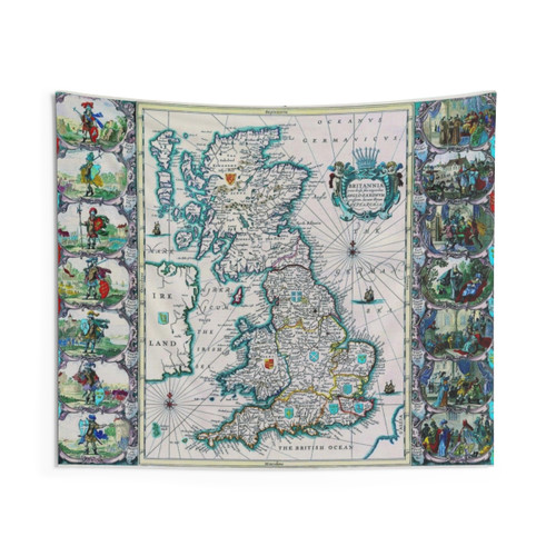 Saxon Heptarchy Map Tapestry - Jansson 1600