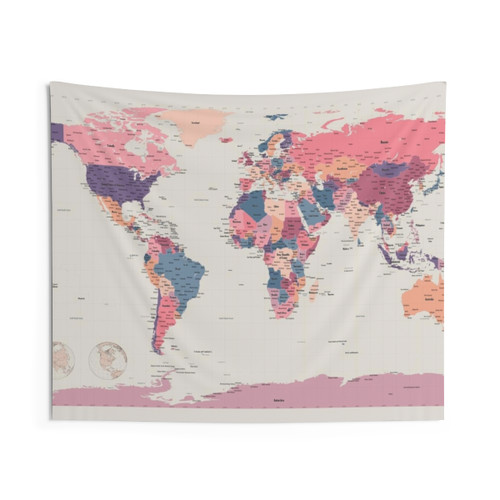 Political World Map Tapestry by Michael Tompsett
