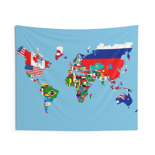 World Flags Map Tapestry