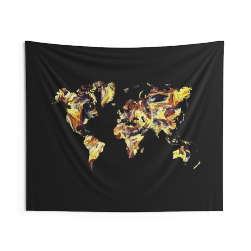 Marbled World Map Tapestry Wall Art