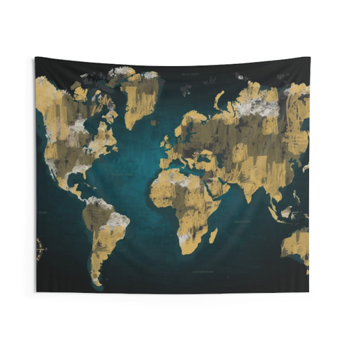 World Map Tapestry Wall Hanging