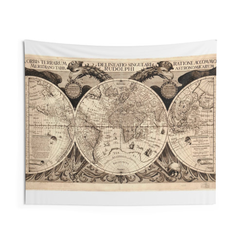 Vintage 1630 World Map Tapestry