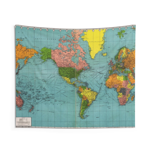 Vintage Boho World Map Tapestry Wall Hanging