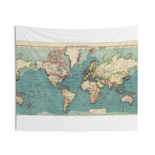 Vintage detailed world map tapestry