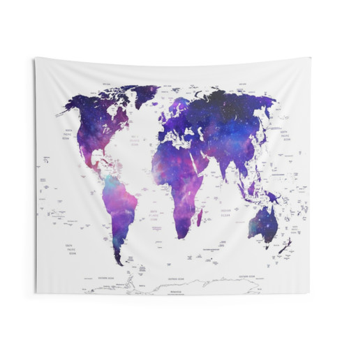 World Map Tapestry Wall Hanging
