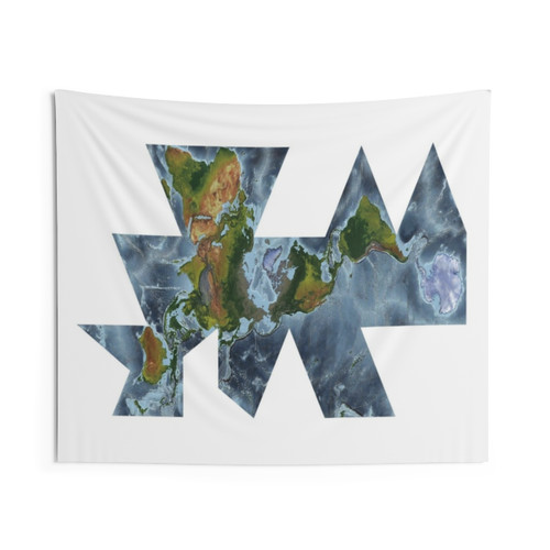 World Map Tapestry with Relief Design