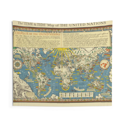 Vintage World Map Tapestry