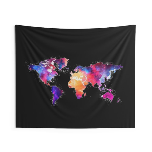 Watercolor World Map Tapestry Wall Art Decor