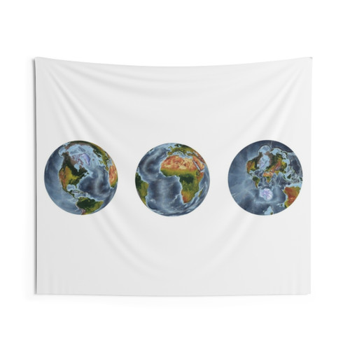 World Relief Map Tapestry with Oceans