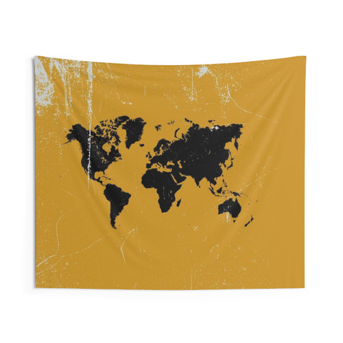 Grunge World Map Tapestry Wall Hanging