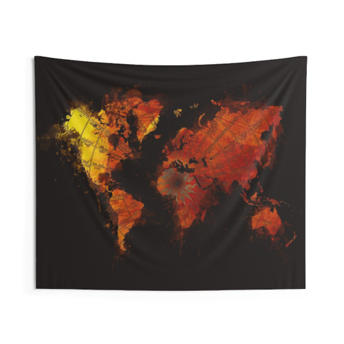 Colorful World Map Tapestry