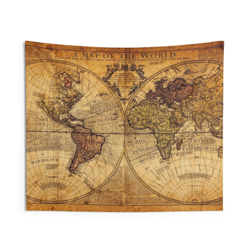 Vintage 1715 World Map Tapestry