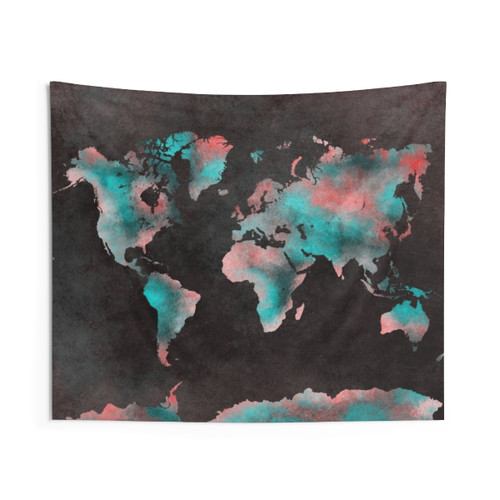 Colorful World Map Tapestry Wall Decor