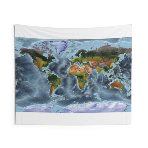 Miller Cylindrical World Relief Map Tapestry