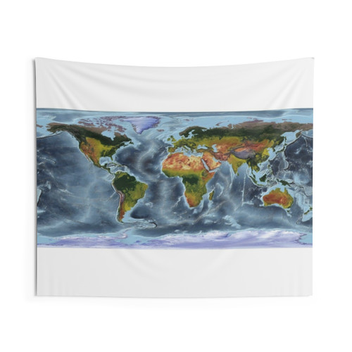 WGS84 Projection World Relief Map Tapestry