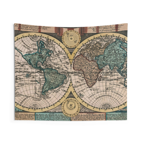 Vintage 1740 World Map Tapestry