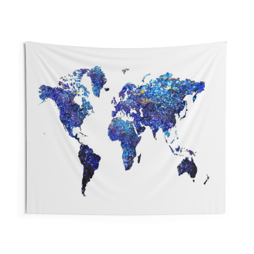 Purple and Blue World Map Tapestry
