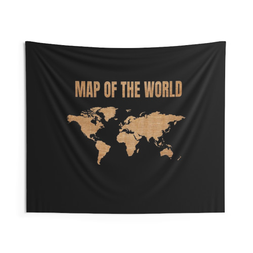 Wooden World Map Tapestry Wall Art