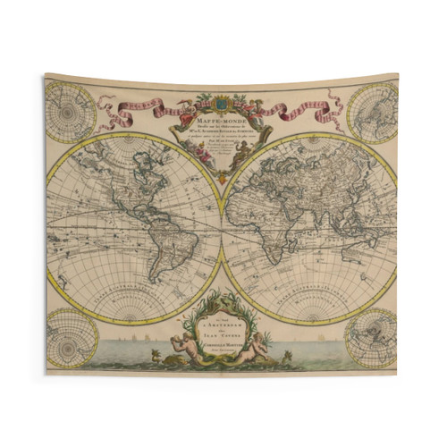 Vintage World Map Tapestry (1745)