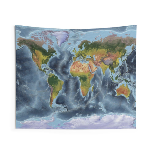Gall Stereographic World Relief Map Tapestry