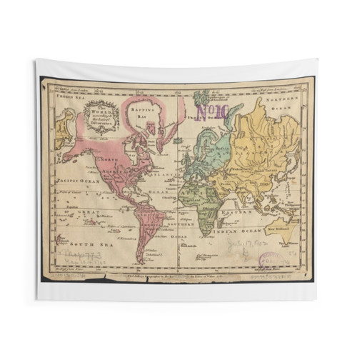 Vintage World Map Tapestry (1760)