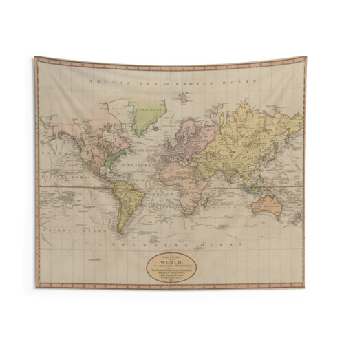Vintage World Map Tapestry (1801)