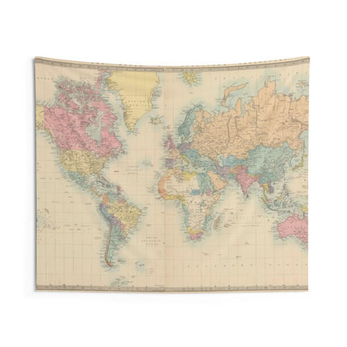 Vintage Map of the World (1872) Tapestry