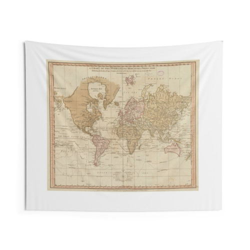 Vintage World Map Tapestry (1775) - Historical Wall Art