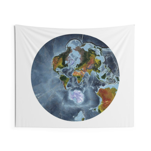 Stereographic Projection World Relief Map Tapestry