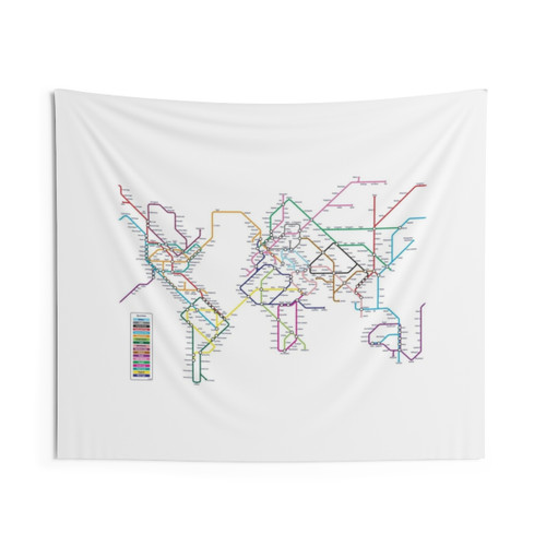 World Metro Map Tapestry Wall Hanging