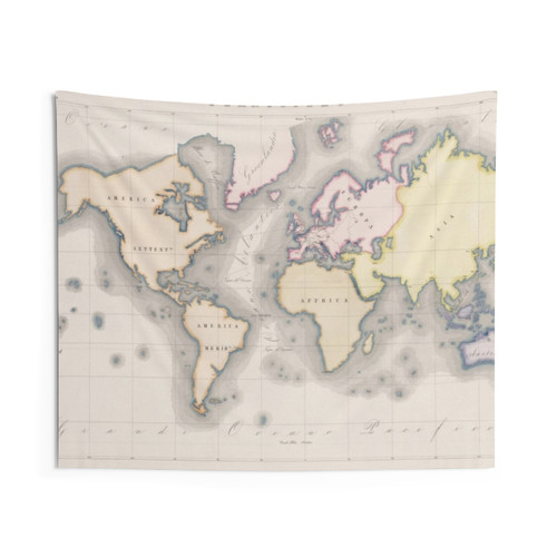 Vintage 1856 World Map Tapestry