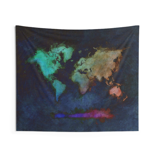 Colorful World Map Tapestry Wall Decor