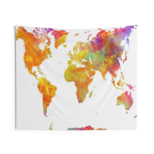 World Map Tapestry Wall Decor