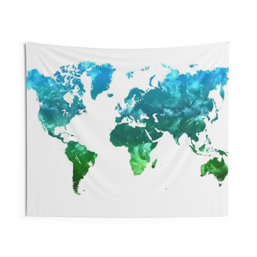 Watercolor World Map Tapestry