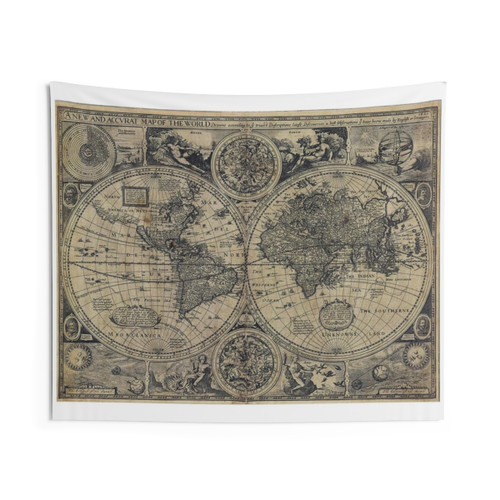 Vintage Old World Map 1626 Tapestry Wall Hanging
