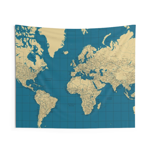Colorful Vintage World Political Map Tapestry