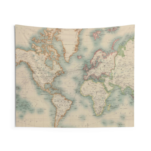 Vintage World Map Tapestry (1911)