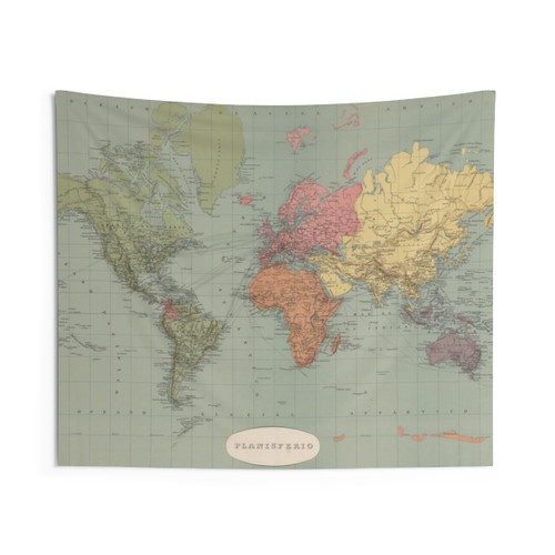 Vintage 1889 World Map Tapestry