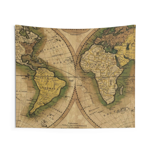 4K Vintage World Map Tapestry