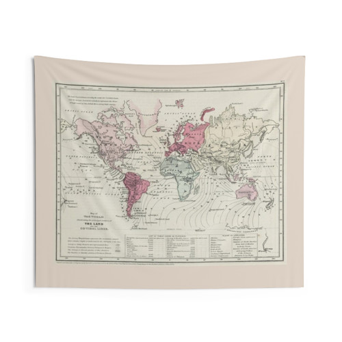 Vintage World Map (1865) Tapestry