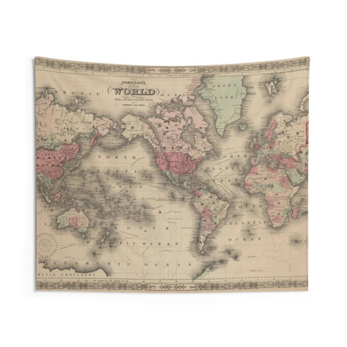 Vintage World Map (1864) Tapestry