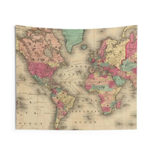 Vintage World Map (1860) Tapestry