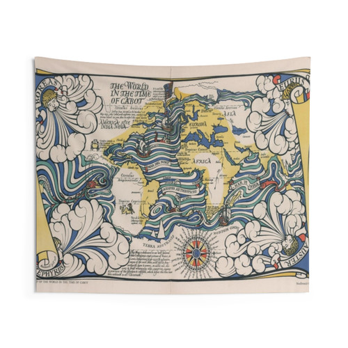 Vintage Whimsical World Map Tapestry
