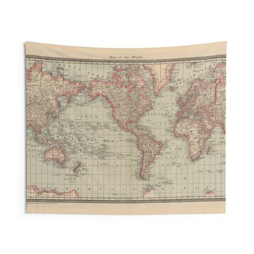 Vintage World Map Tapestry (1885)