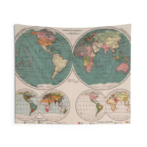 Vintage 1921 World Map Tapestry