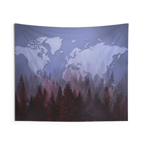 World Map Tapestry Wall Hanging
