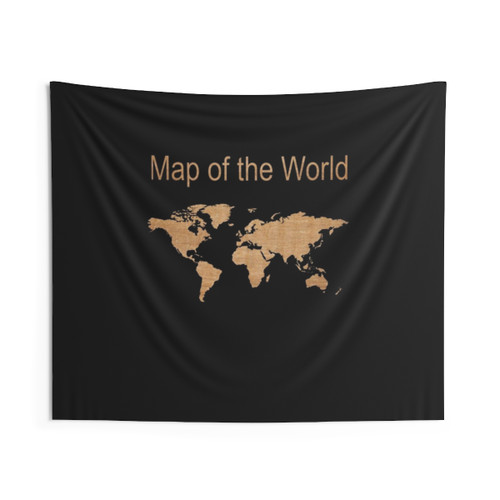 Wooden World Map Tapestry Wall Art
