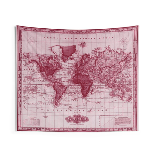 Vintage 1833 World Map Tapestry