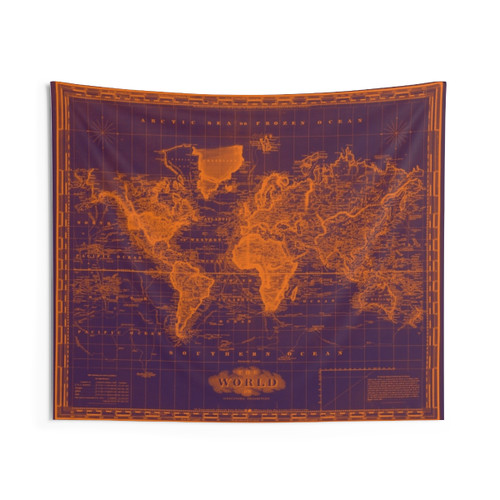 Vintage World Map Tapestry Wall Hanging
