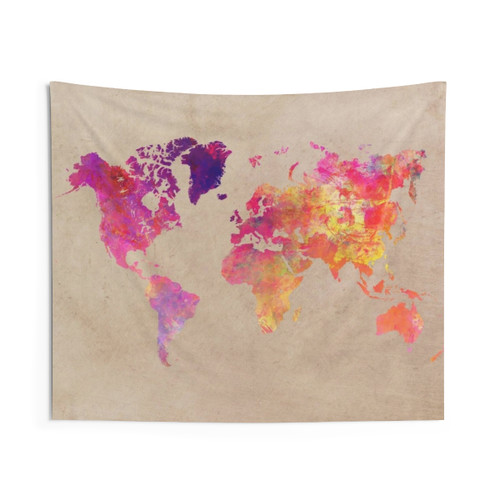 World Map Tapestry - Cartographic Wall Art